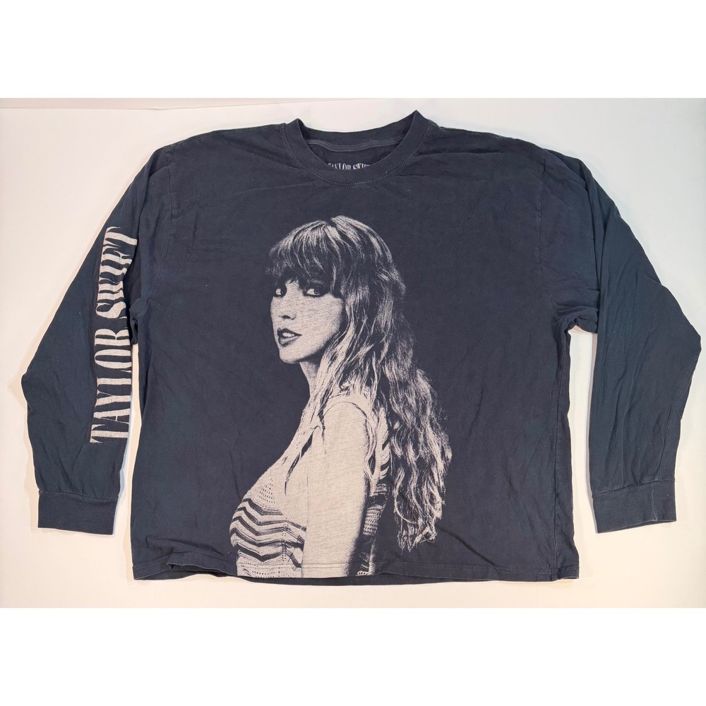 Taylor Swift The Eras Tour Long Sleeve Graphic T-Shirt Charcoal Black 2XL Mens